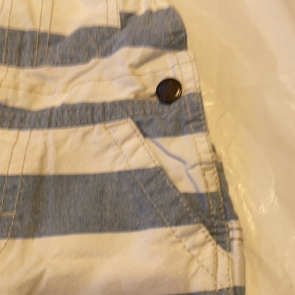 VINTAGE THICK STRIPED OVERALL SHORTS LGT BLUEWHITE - Picture 4 of 9